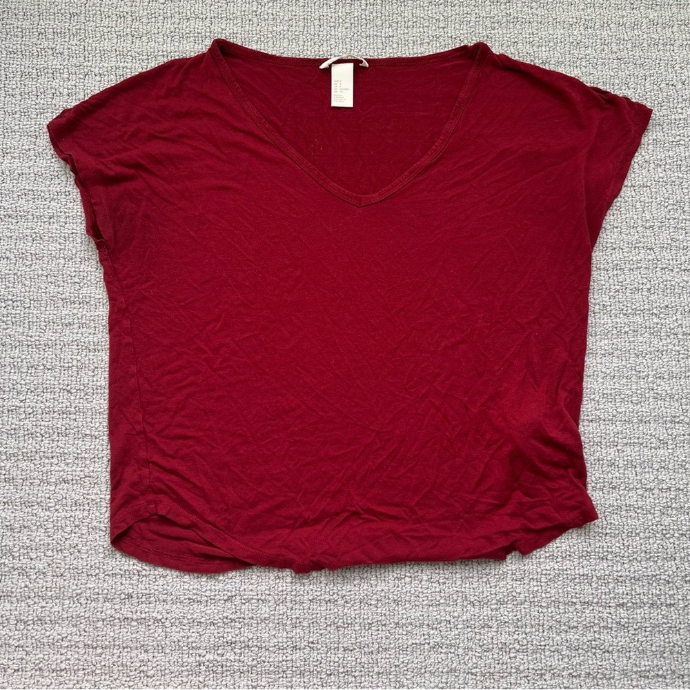 H&M Women's Red V-Neck Top